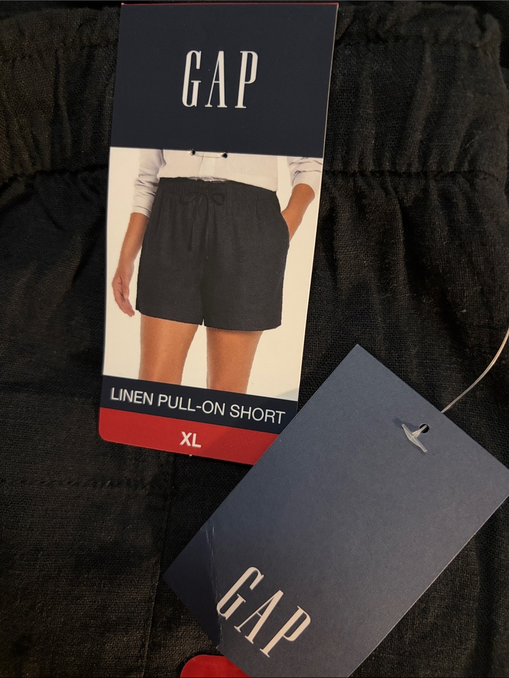 GAP Linen Blend Pull On Shorts with Pockets XL Black NWT - Picture 9 of 10